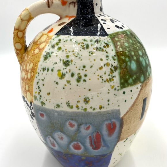 Vintage Ceramic Vase Jug 1986 multi color With Handle. - Picture 7 of 10